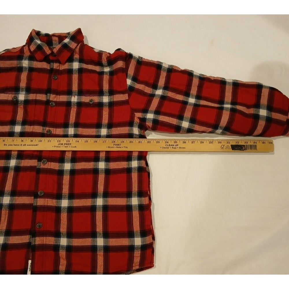 Vintage Wrangler Red Plaid Flannel Shacket Men's Medium Sherpa Fleece Lined Warm - Picture 9 of 11